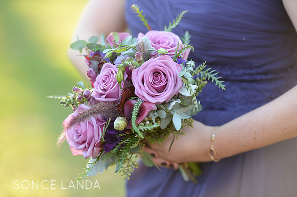 Purple roses bridesmaid bouquet