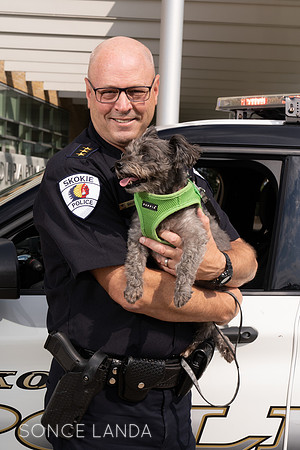 Skolie Police Chief with rescue dog