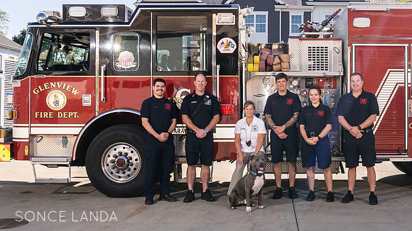 Firestation Glenview, rescue dogs, and their fire truck