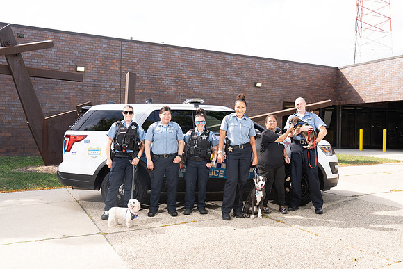 Rescue dogs at a Chicago Police Station