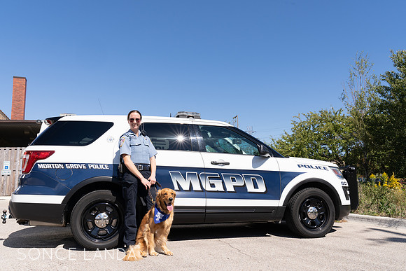 Morton Grove Animal Rescue officer with her adopted dog