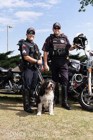 Evanston Motorcycle Patrol and a rescue dog