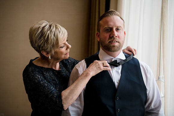 Downtown Chicago Wedding Photography Groom with Mom
